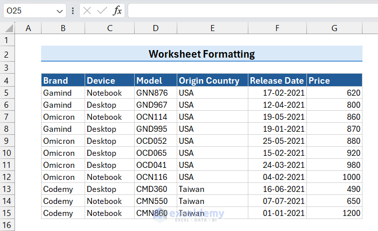 Worksheet with new font style