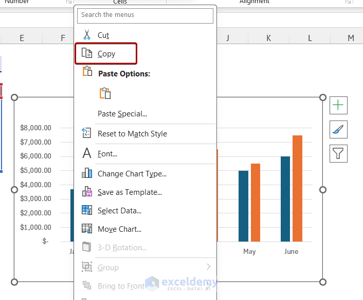 copy a chart in Excel