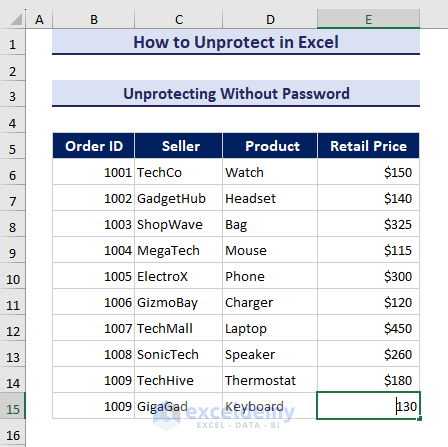 25-Output of the unprotected sheet after breaking password