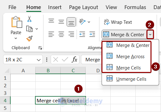 Merge cells in Excel