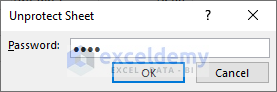 3-Inserting password to unprotect sheet