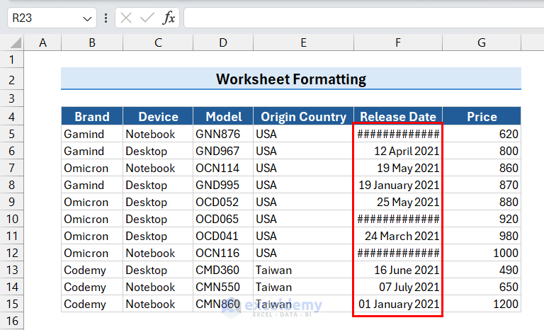 Dataset with Modified Date Format