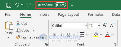 Turning off autosave in excel