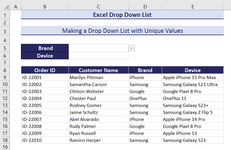 Drop Down with Unique Values