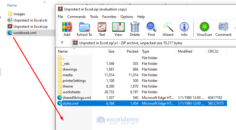 33-Delete the existing workbook.xml file and copying the edited XML file to that folder
