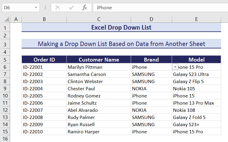 Output of Drop Down from Values in Another Sheet