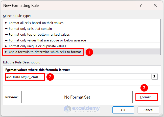 Setting Conditional Formatting Rule