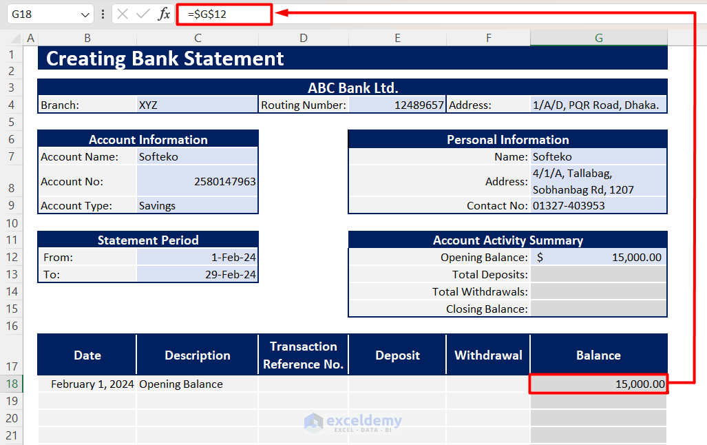 Calculating First Balance for Transaction Table