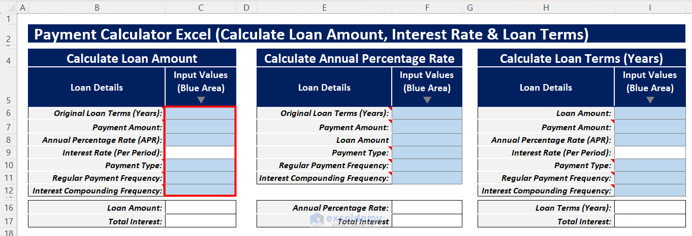 Insert Inputs to Find Loan Amount