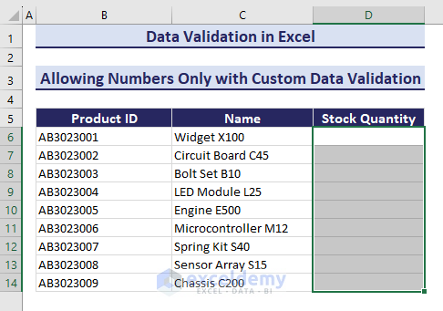 Dataset for Custom Validation Numbers Only