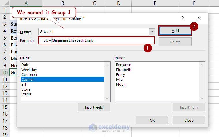 adding new group with formula
