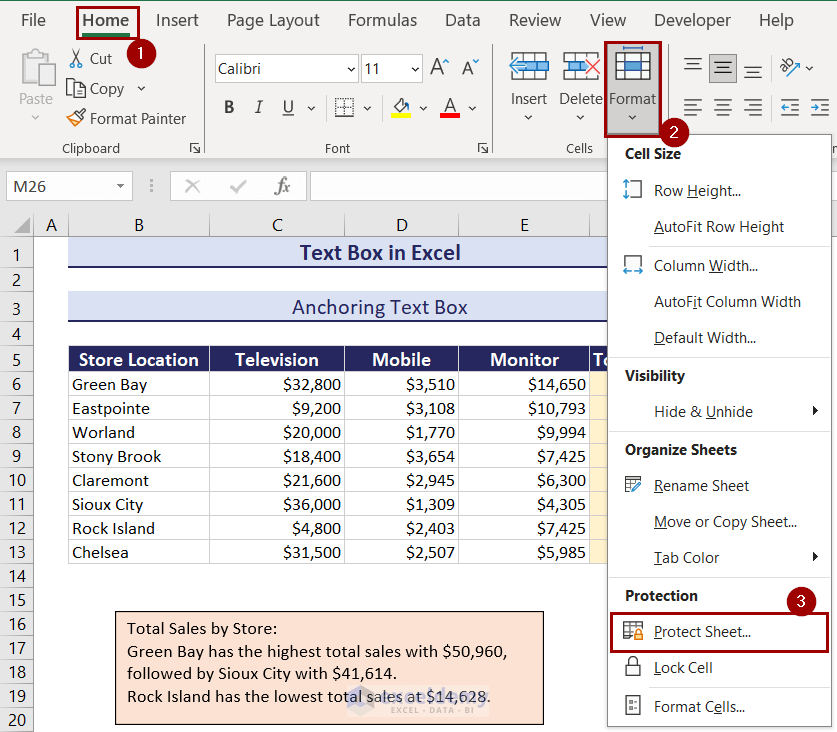protect sheet option in excel