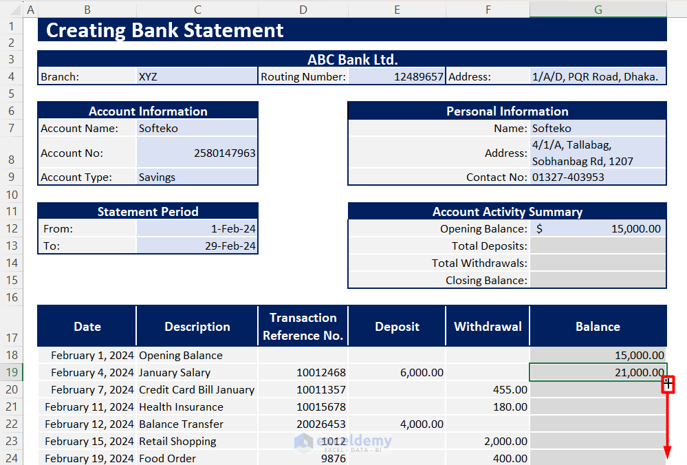 Calculating All Balances for Transaction Table