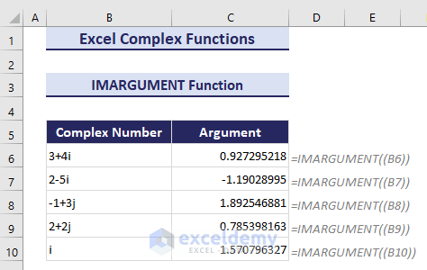 6-Using Excel IMARGUMENT function
