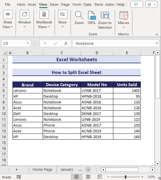 How to split Excel sheet