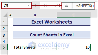 Using SHEETS function to count total sheets