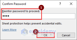 Re-entering password to protect