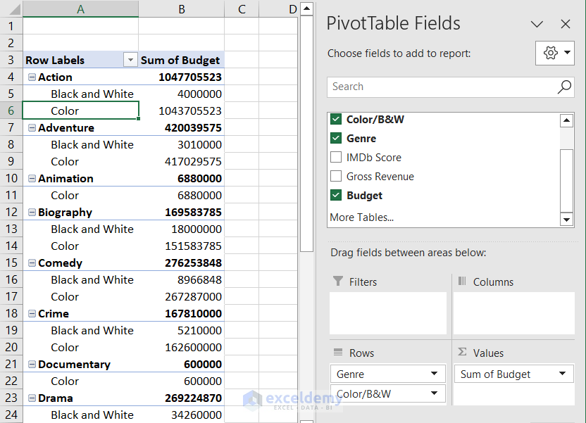 pivot table after changing data source