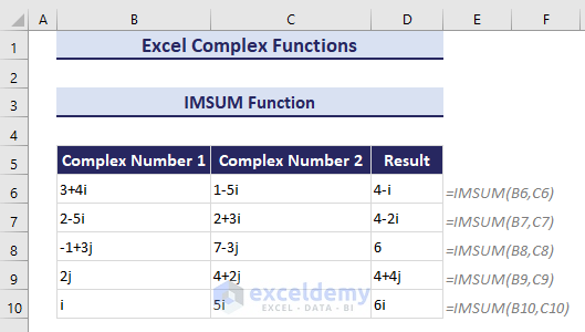 8-Using Excel IMSUM function