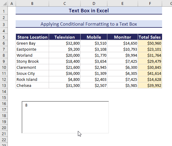 conditional formatting in text box