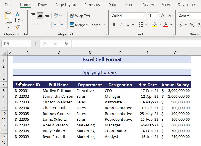 Applying Border to All Cells