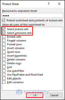 Applying Protect Sheet Features