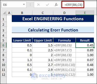 Calculating Error Function with ERF Function
