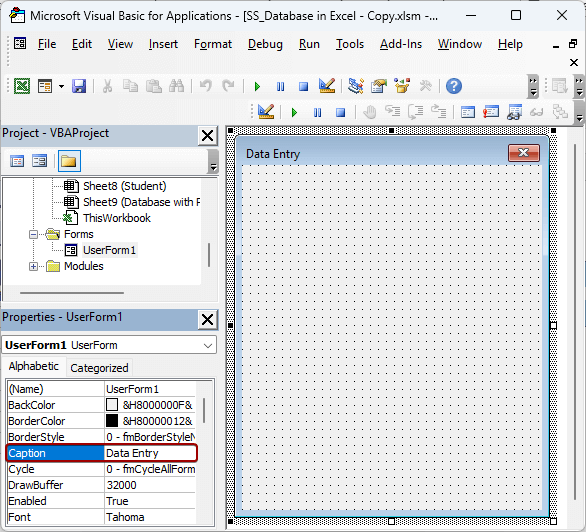Creating a UserForm in Excel