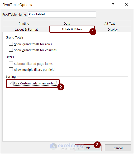 Enable Use Custom List while sorting option