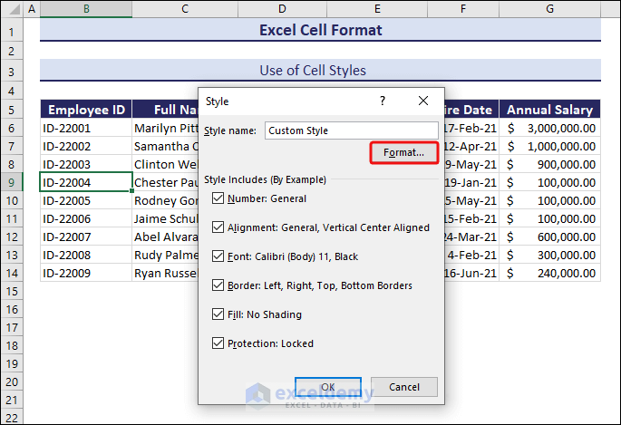 Formatting New Cell Styles