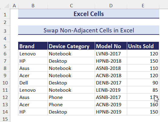 Swap Non-Adjacent Cells