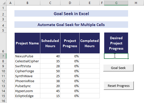 Goal Seek Analysis Automated