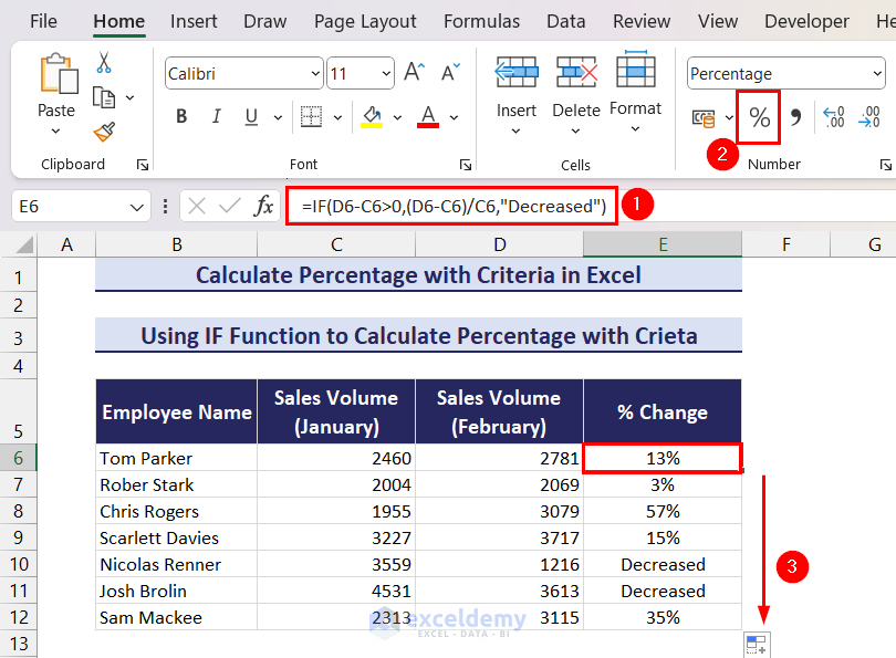 How to Use IF Function to Calculate Percentage with Criteria in Excel