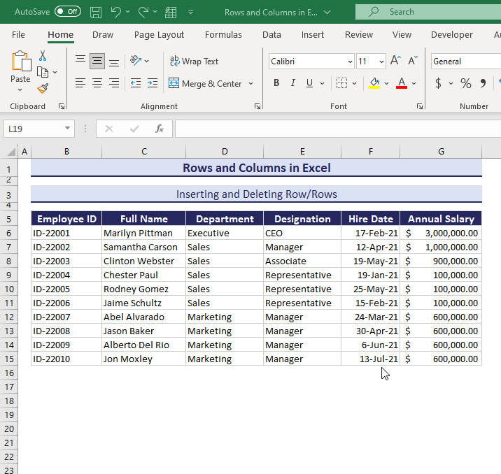 Inserting New Rows Above an Entire Row