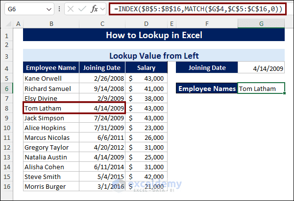 Lookup Value from Left