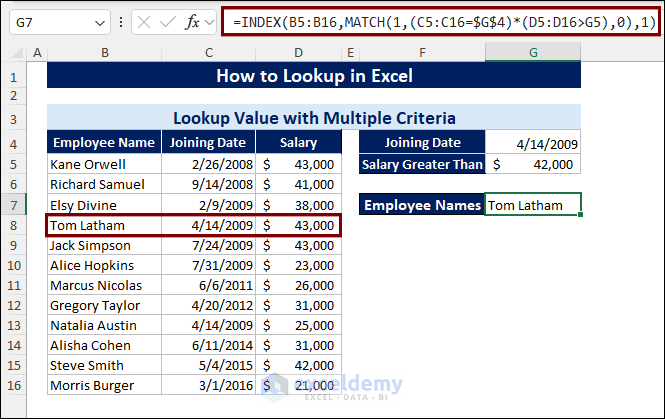 Lookup Value with Multiple Criteria