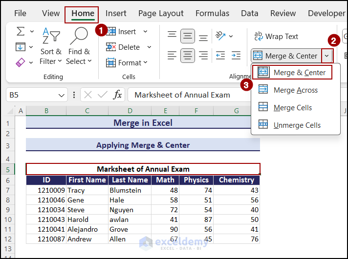 Merge in Excel