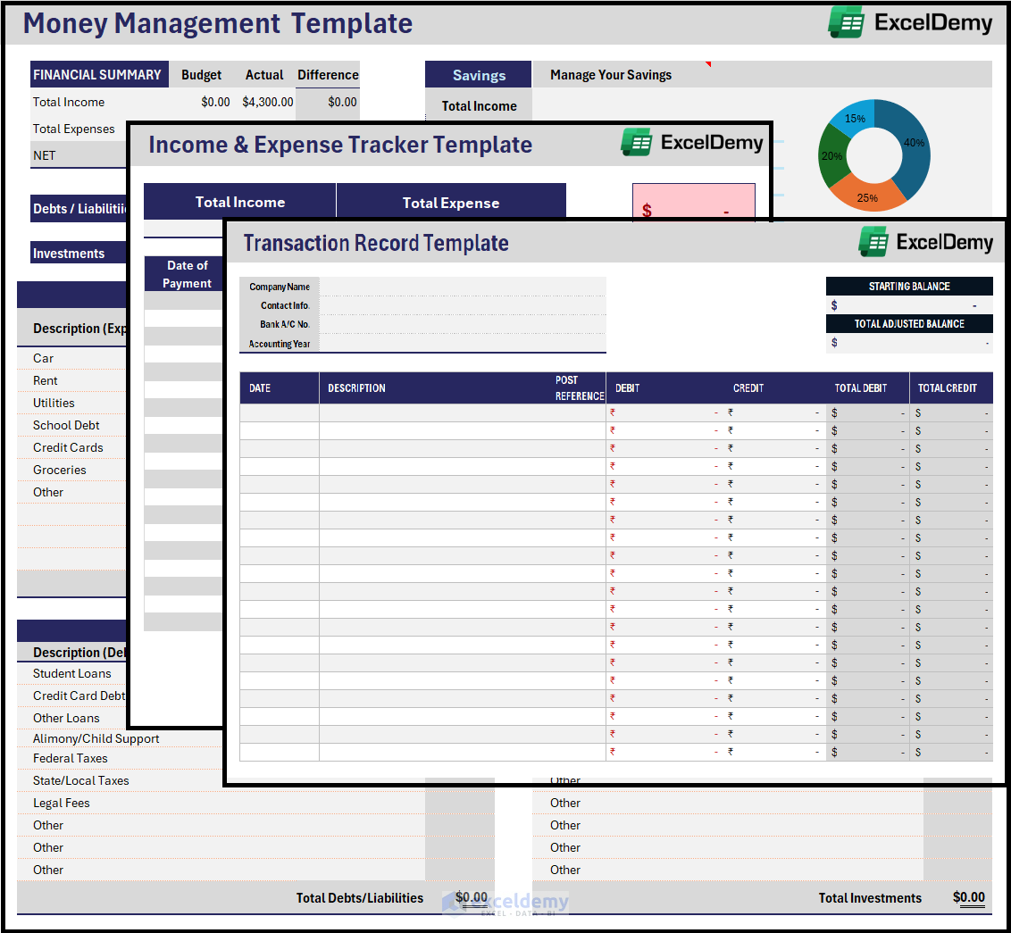 Excel Money Management Template - Overview