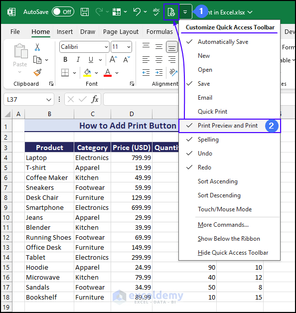 adding print button for quick access