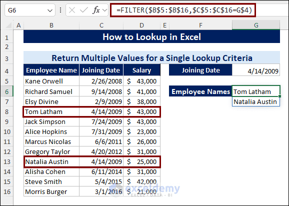 Return Multiple Values for a Single Lookup Criteria