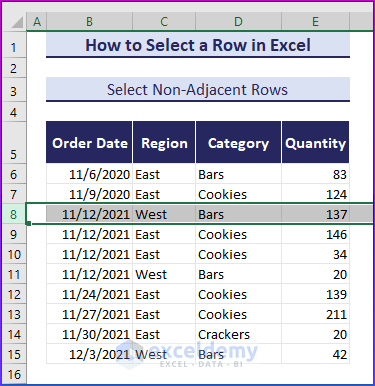 Selecting non-adjacent rows 
