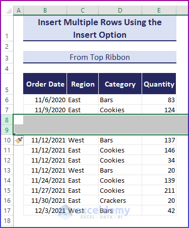 Insert multiple rows