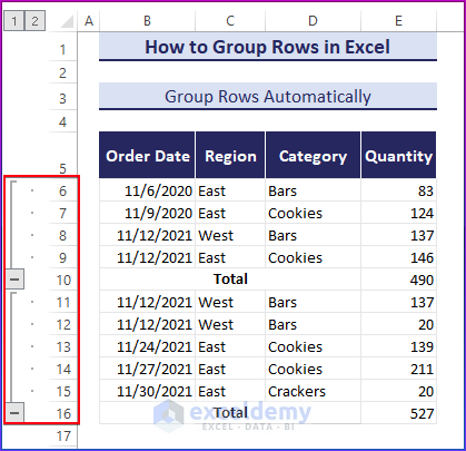 Group Rows Automatically