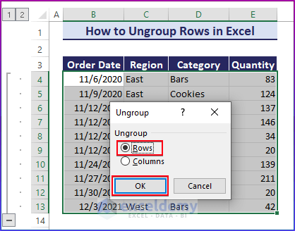Select Rows option