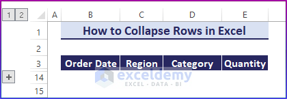 Collapse rows in Excel
