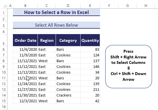 Select All Rows Below
