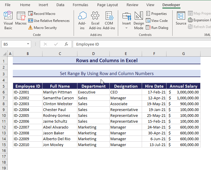 Setting Range by Row and Column Numbers