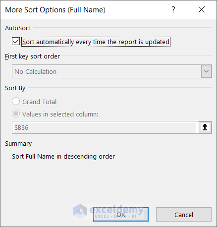 Viewing More Sort Options
