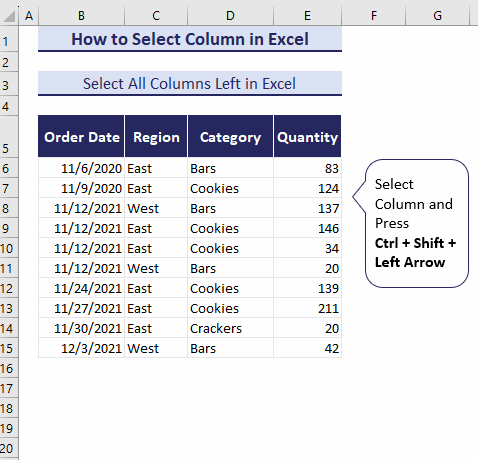 select all columns left of a column