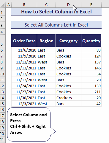 select all columns right of a column